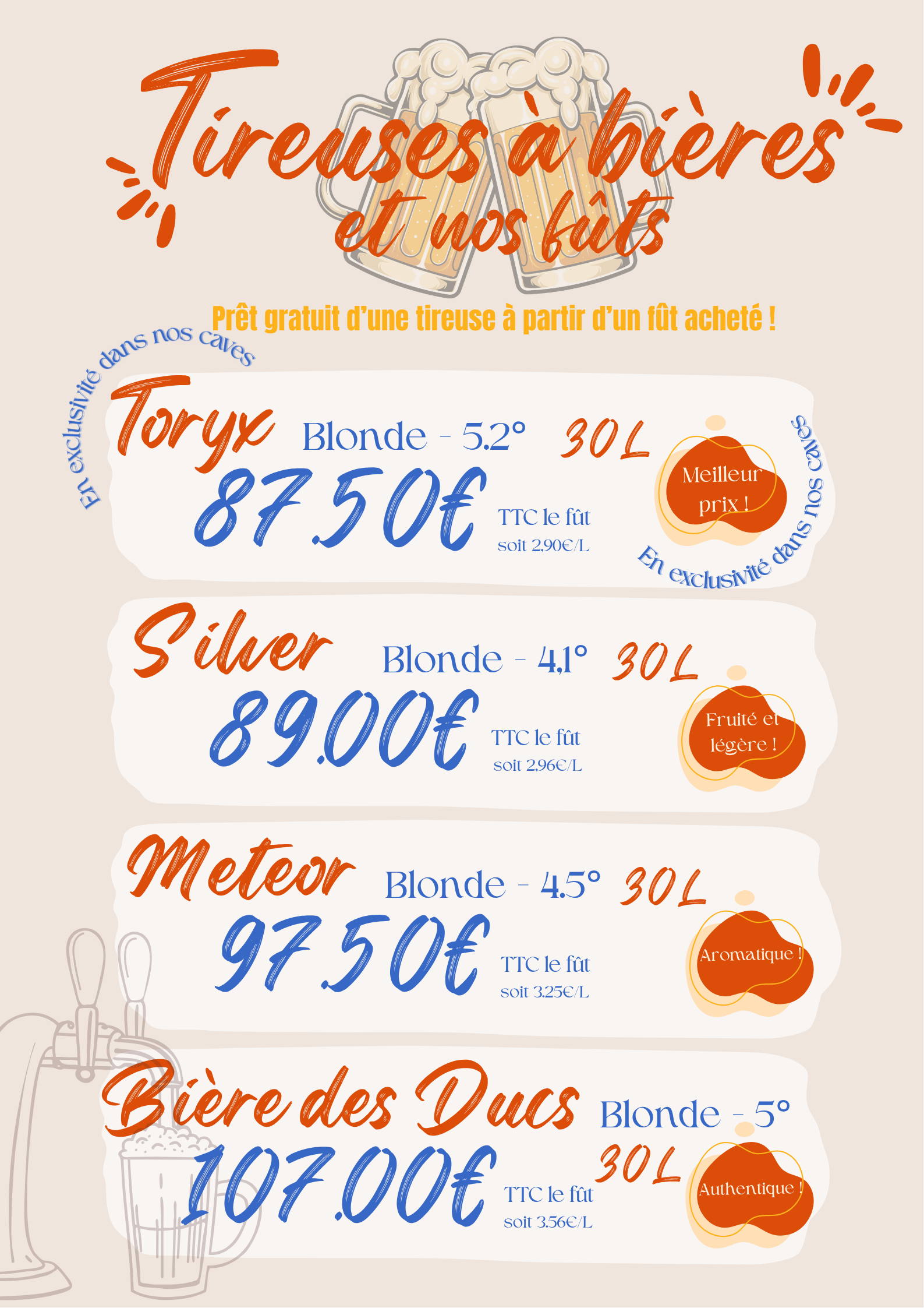 Prix f&ucirc;ts de bi&egrave;res